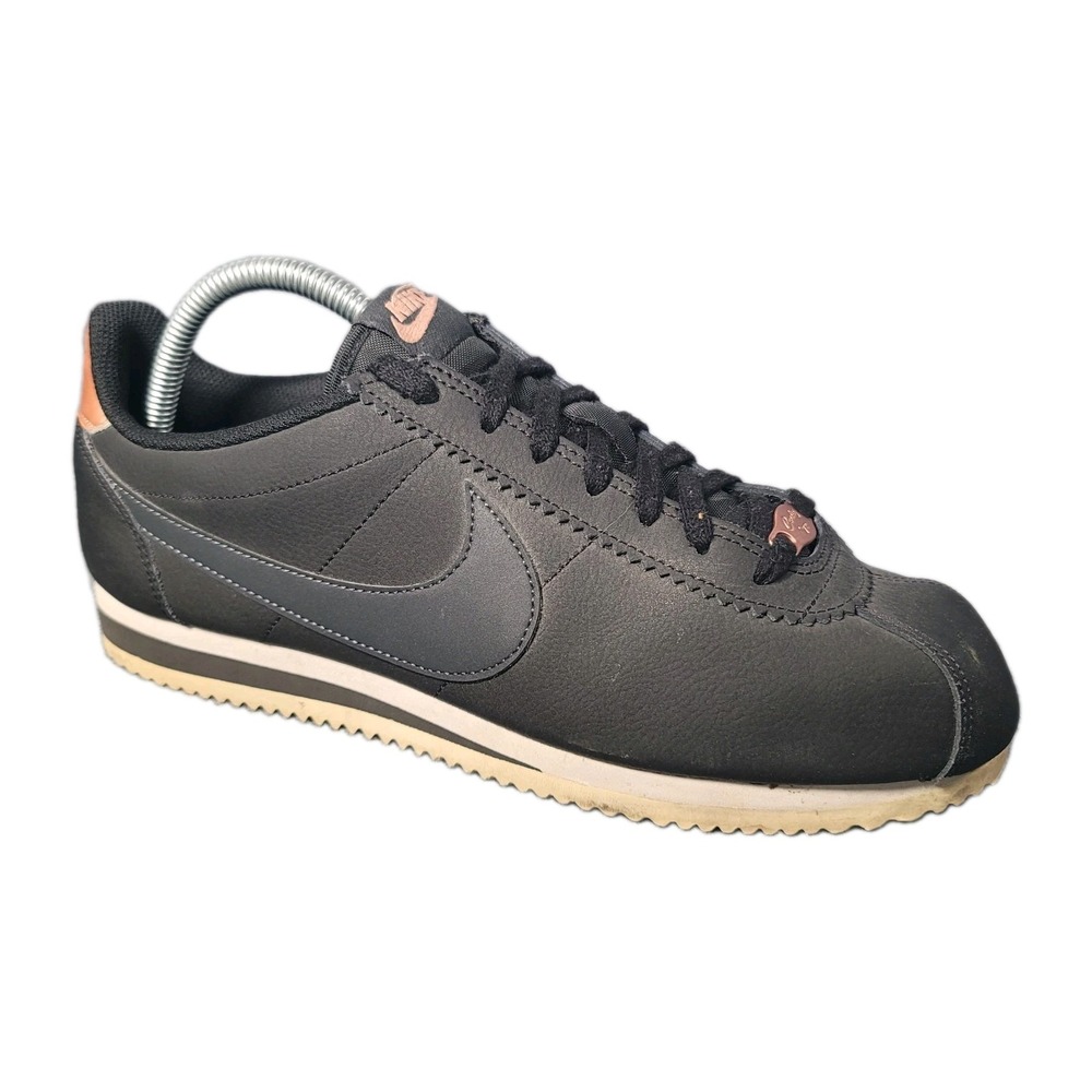 Nike Classic Cortez Black Leather Shoes Rose Gold Womens 10 Sneaker AV4618-001